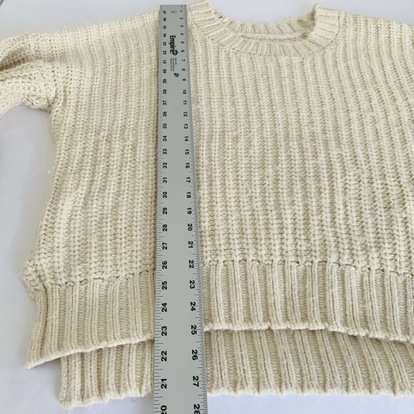 Aerie Offline Sweater Women M Cream Oversize Chunky Knit Thumb Holes Cozy Preppy - Picture 7 of 13